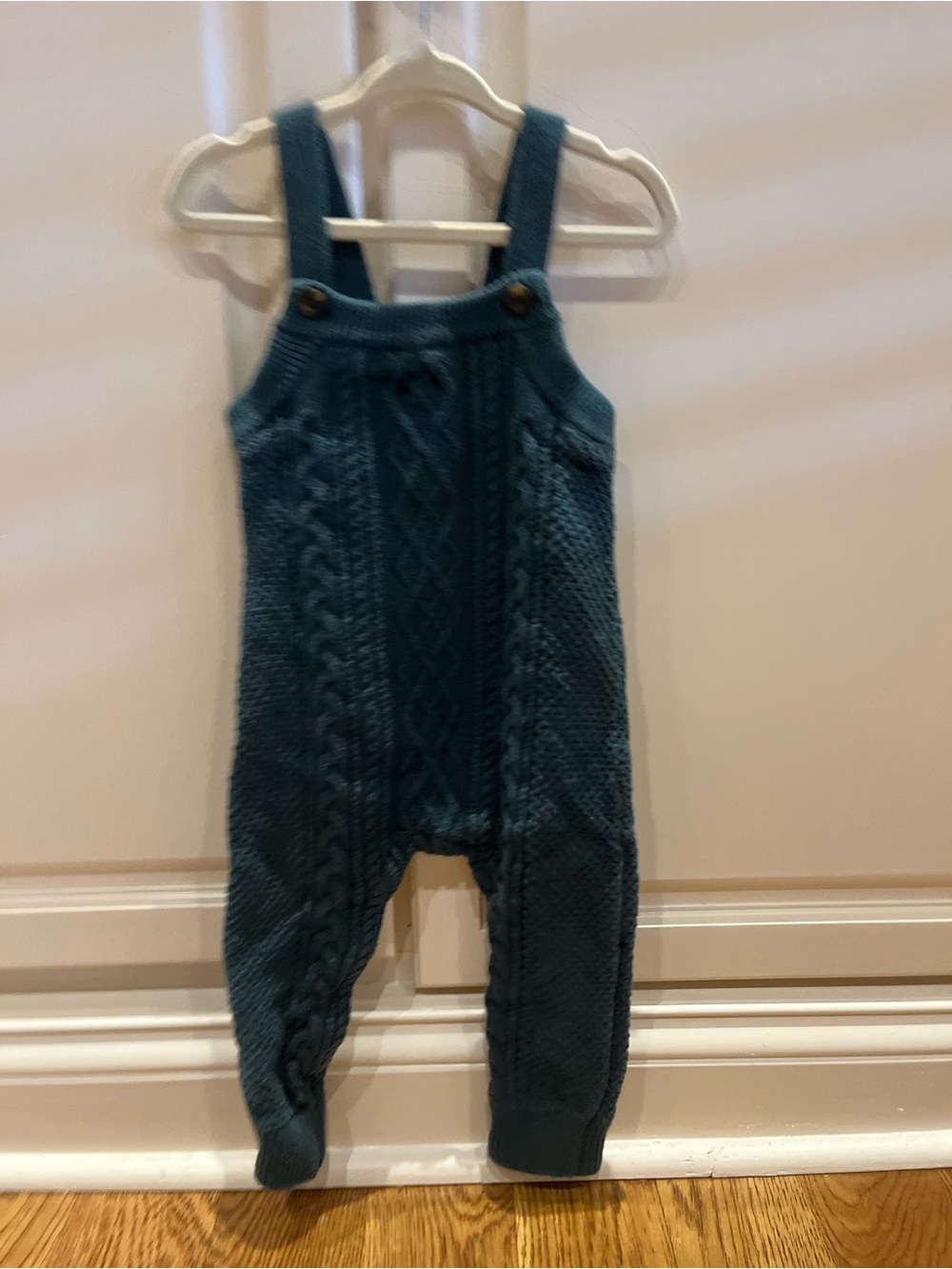 Hanna Andersson Teal hunter green Cable-Knit Overalls